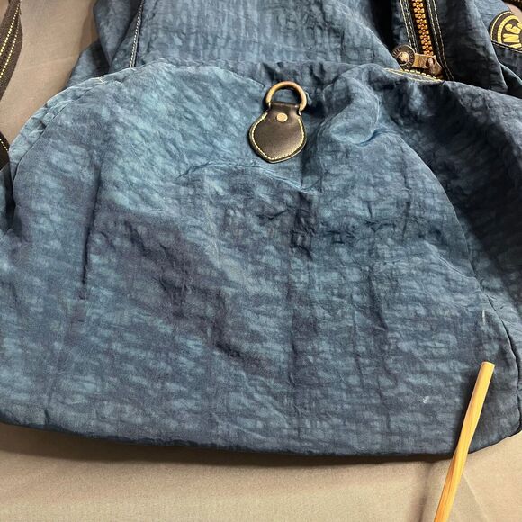 Vtg Kipling Large Duffle Bag Travel Weekender Nylon Zip Blue Overnight Tote - Picture 14 of 16